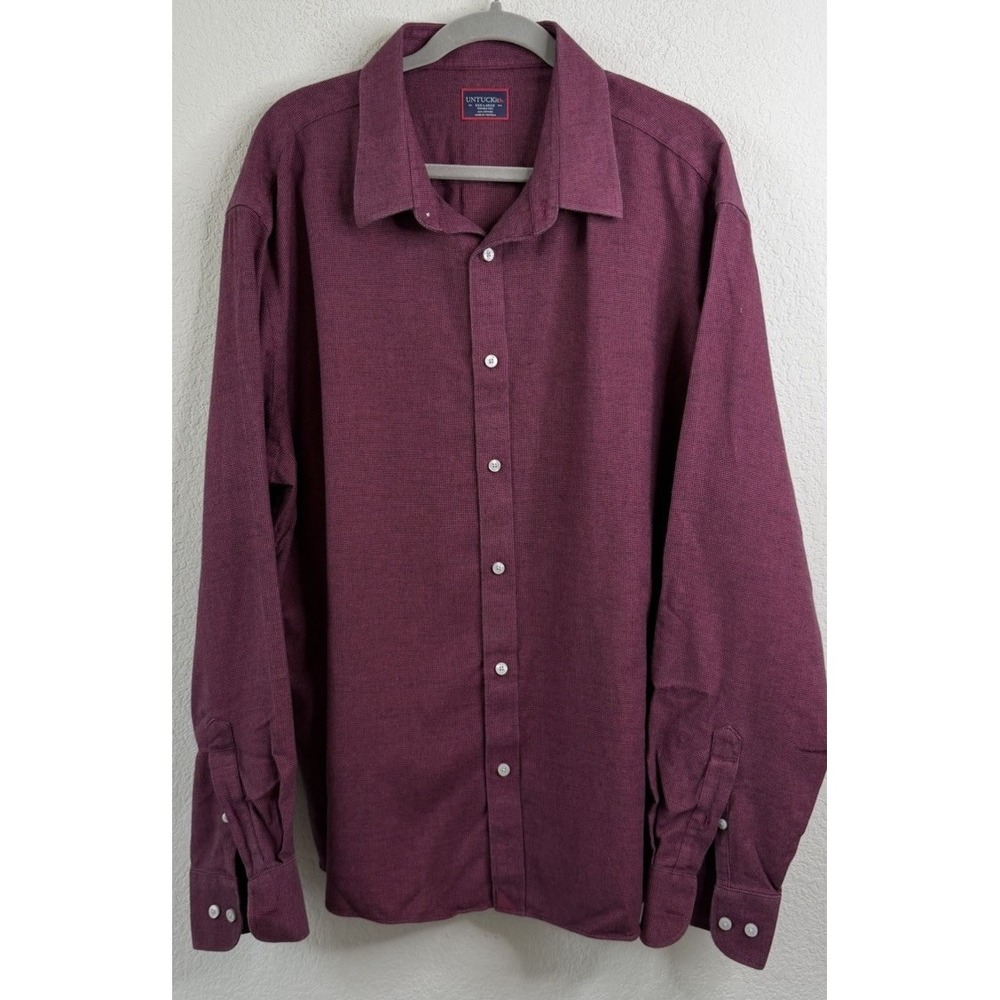Untuckit Veneto WF Shirt Sz XL Navy Wrinkle Free Long Sleeve Button Up Flannel